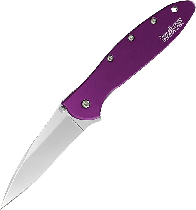Kershaw Leek, BlackWash Pocket Knife (1660BLKW); 3 Sandvik 14C28N Steel Blade, 410 Stainless Steel Handle, BlackWash Finish, SpeedSafe Assisted Open, Frame and Tip Locks, Reversible Pocketclip; 3 OZ