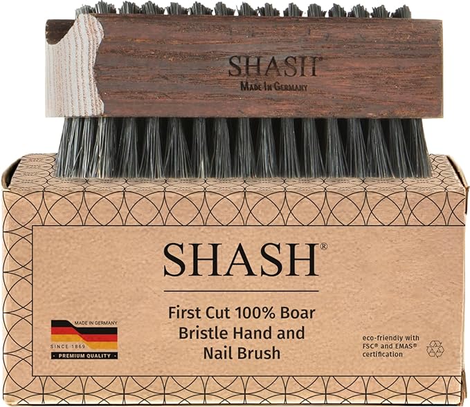 Since 1869 Hand Made In Germany Thermo Beech Wood Black Bristle Nail and Hand Brush