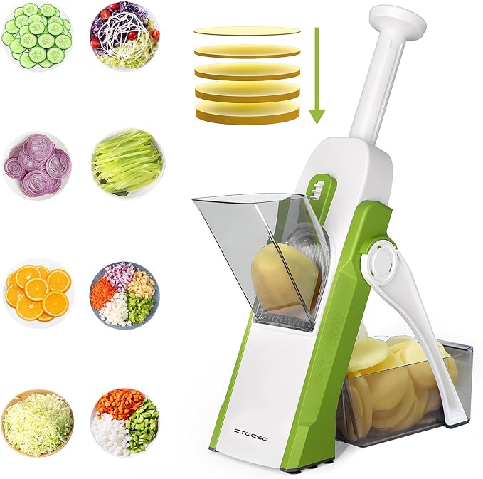 Mandoline Slicer for Kitchen & Safe Vegetable Chopper & Adjustable Mandoline Slicer. can't Detachable Blade, Vegetable Slicer can Cut Slicing, Strips, Shredding, Dicing, Chop