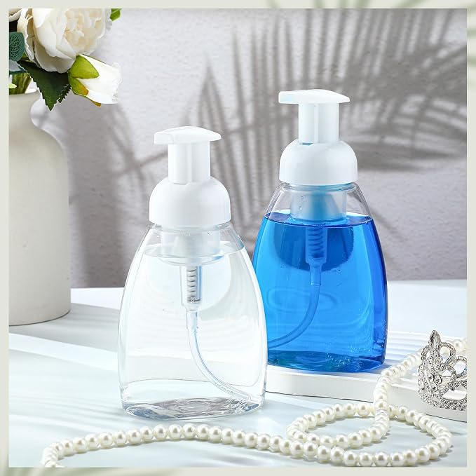 Nuenen 48 Pieces 8oz Foaming Soap Dispenser Refillable Foaming Pump Bottles Bulk Travel Hand Soap Dispenser Plastic Press Bottles Empty Containers for Shampoo Bathroom Commercial(White)