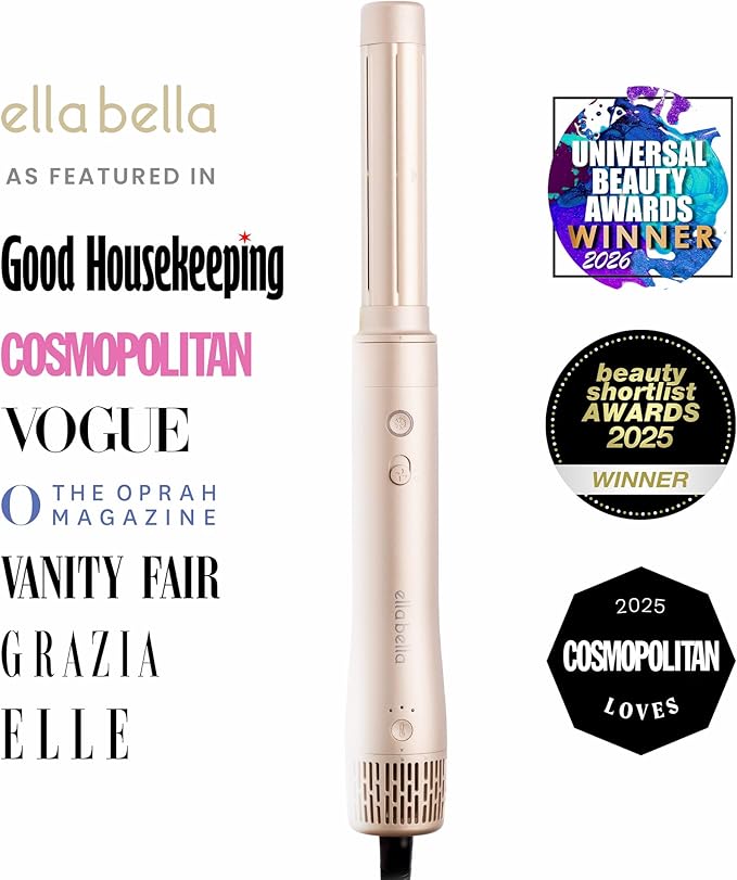ELLA BELLA® 6 in 1 Professional Hot Air Styler • Powerful Hair Dryer & Straightener Set • Styling Without Heat Damage • Fast Drying Curling Volumizing Straightening • Includes Protective Travel Case