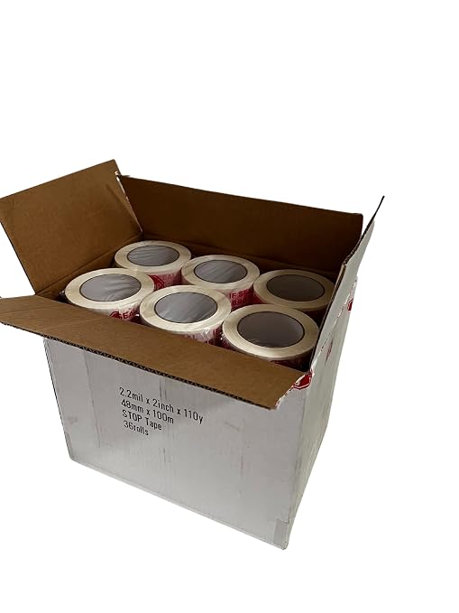 Heavy Duty Stop Sign Tape 36 Rolls 2 Inch x 110 Yards (330 Feet) Per Roll 2.5 Mil Carton Sealing Tape for Shipping Packaging Moving Office Storage
