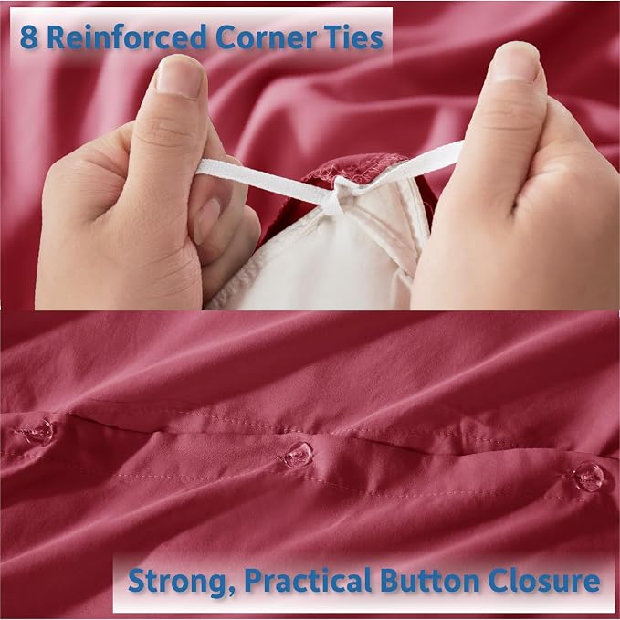 Nestl Twin Duvet Cover Set - Soft Double Brushed Burgundy Red Duvet Cover Twin XL, 2 Piece, with Button Closure, 1 Duvet Cover 68x90 inches and 1 Pillow Sham