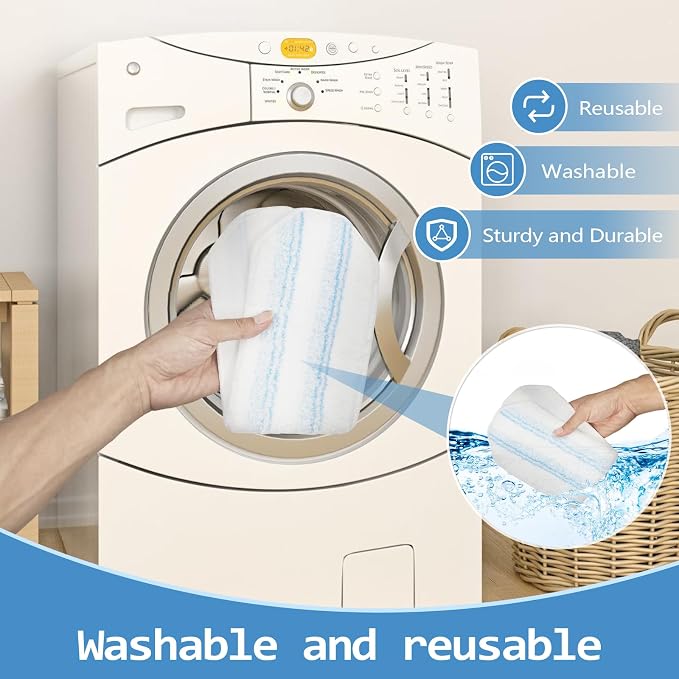 Pure Realm 6 Pack Mop Replacement Pads for Ocedar H2prO Flat Mop System, Washable and Reusable Handle Pads Refills for Floor Cleaning