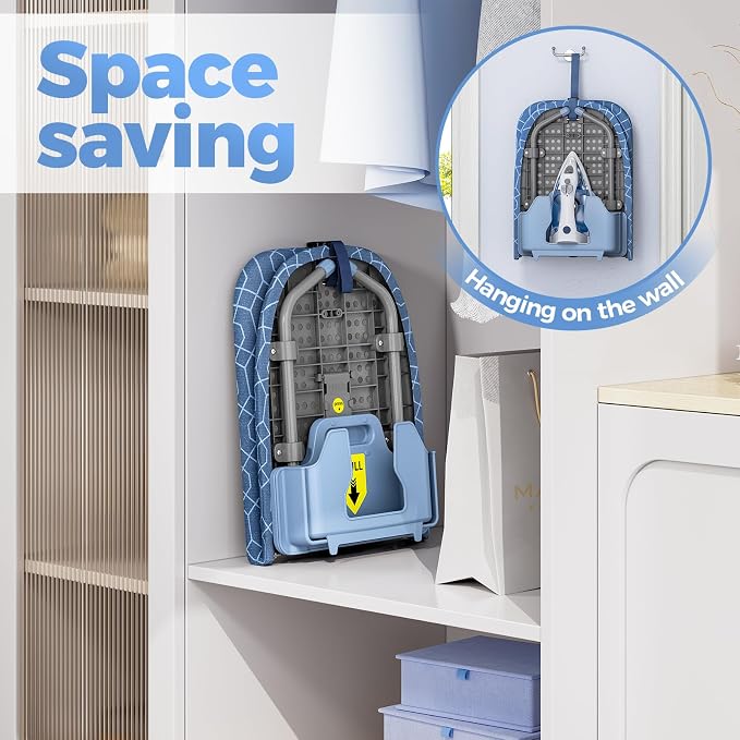APEXCHASER Ironing Board Small with Iron Holder, Tabletop Small Iron Board with 2 Heat Resistant Ironing Covers, Portable Tabletop Ironing Board with Non-Slip Feet for Home Travel Use