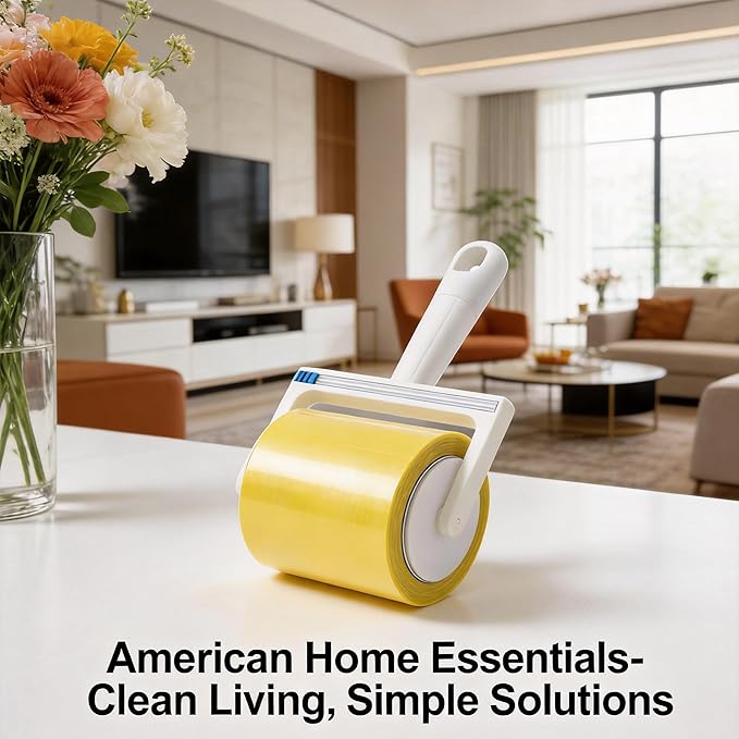 Extra Sticky Lint Roller for Pet Hair, 6cm & 10cm Wide, Tearable Reverse Roll, Reusable Handle, Strong Adhesive Roller for Clothes, Sofa, Carpet, Furniture, Dog & Cat Hair Remover(6cm)