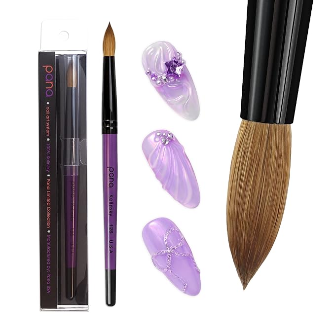 Professional Purple Wood Kolinsky Acrylic Nail Brush (Size: 6, 8, 10, 12, 14, 16, 18, 20, & 22) Pana Pure Kolinsky Hair (Size 12)