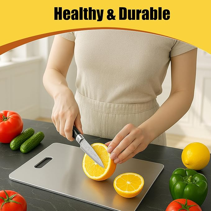 Titanium Cutting Board, 100% Pure Titanium Chopping Board for Kitchen, Hygiene & Durability Double Sided Cutting Board, Non toxic Chopping Board, Dishwasher Safe (18" x 12")