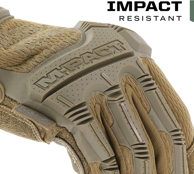 Mechanix Wear: M-Pact Tactical Gloves with Secure Fit, Touchscreen Capable Safety Gloves for Men, Work Gloves with Impact Protection and Vibration Absorption (Brown, Large)