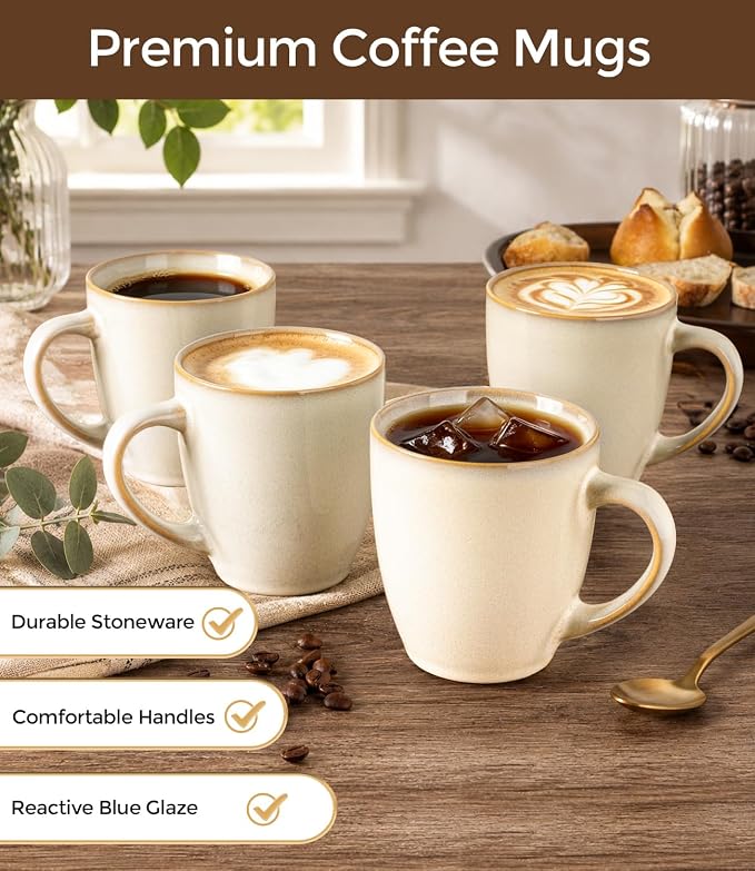 GBhome 12OZ Coffee Mugs Set of 6, Stoneware Coffee Mugs Set, Dishwasher & Microwave Safe