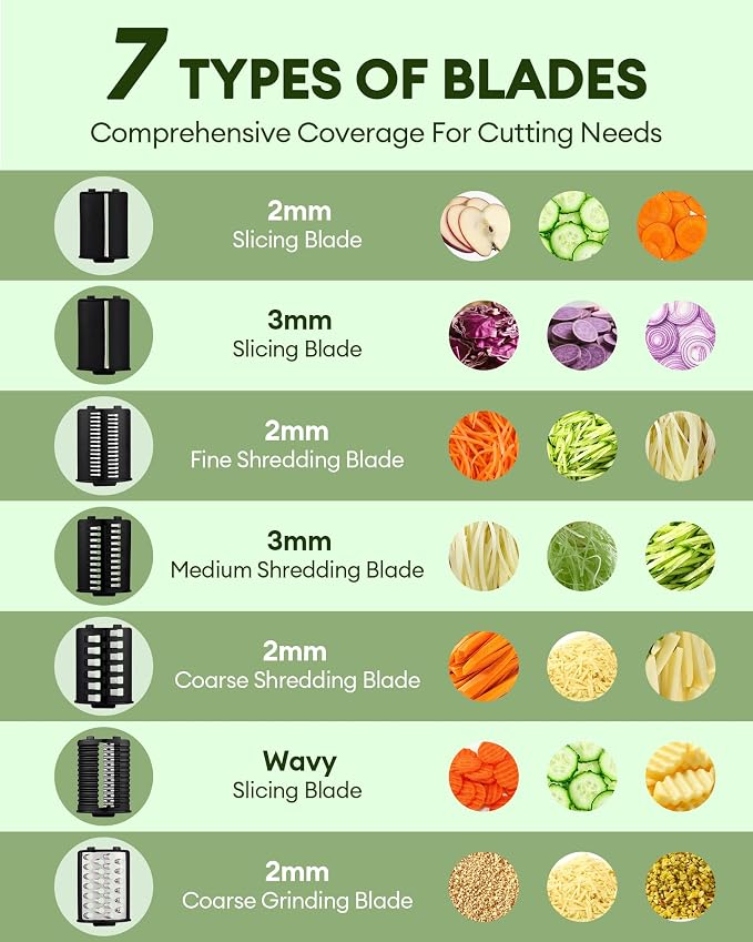 Upgraded 300W Electric Cheese Grater with 7 Stainless Steel Blades,Cheese Shredder Electric for Slicing,Shredding & Grinding Vegetables,Fruits and Nuts,Easy Clean with 2 Brushes & Blades Storage Bag