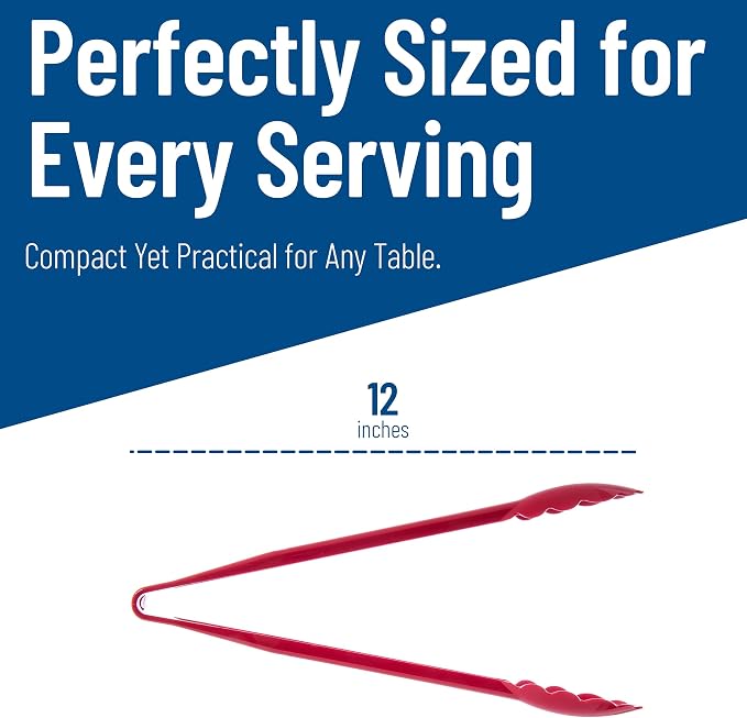Carlisle FoodService Products Carly Salad Tong, 12" Utility Tong, 12 Pack