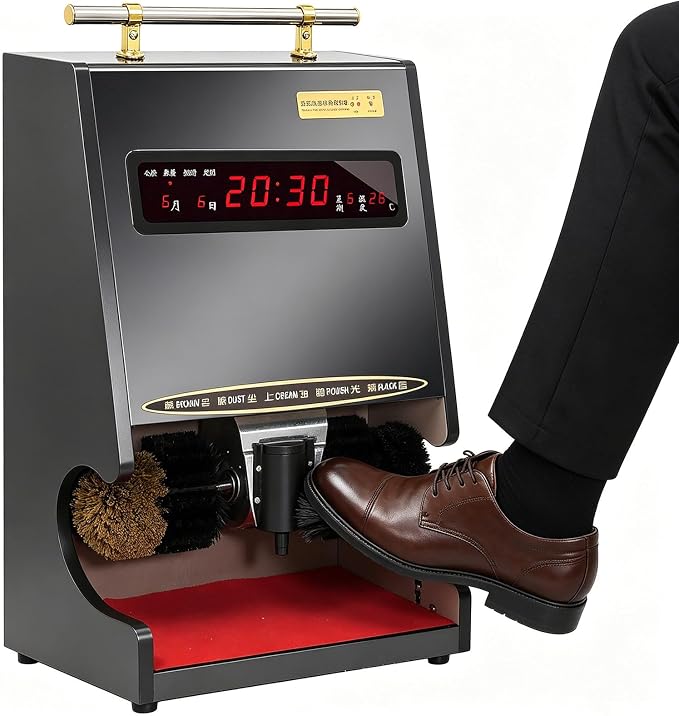 Shoe Polisher Automatic Induction, Fully Automatic Electric Shoe Shine Machine with Smart Sensor, Household Shoe Polishing Machine for Hotel Lobby, Office, Public Areas and Home Use Black