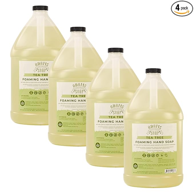Adams Handmade Soap Liquid Foaming Soap 1 Gal - Tea Tree (Pack of 4)