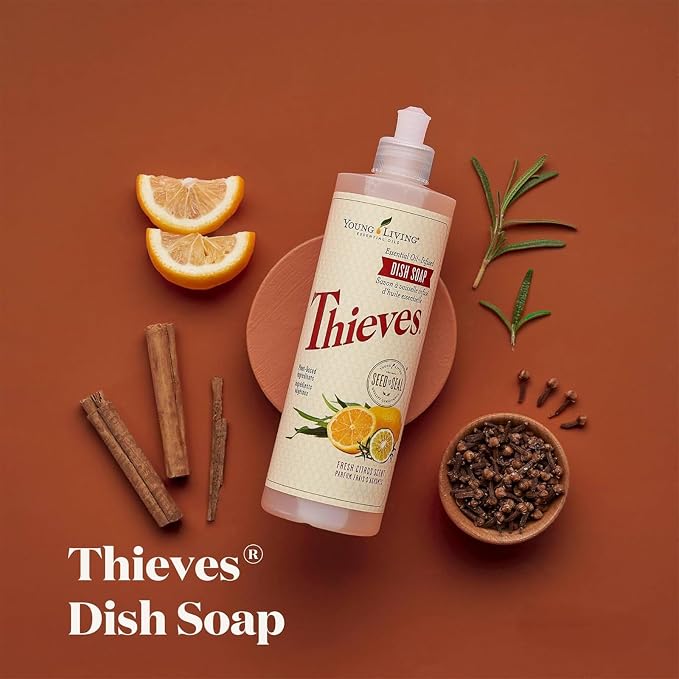 Young Living Thieves Dish Soap | 16 oz | Plant Based Dishwashing Liquid | Formulated with Lemon, Premium Essential Oils, and Water | Gentle on Hands | Ideal for Cleaning Dishes | 2 Pack