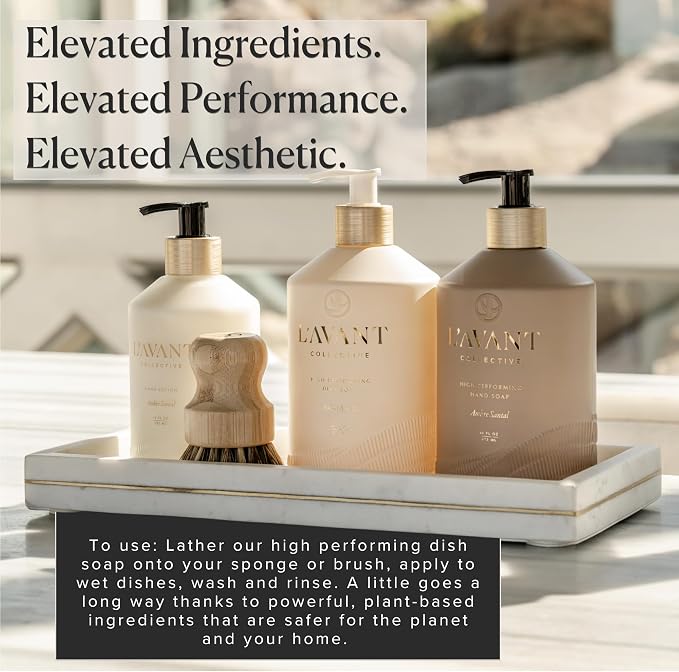 L'AVANT Collective Natural Luxury Dish Soap Refill | Plant-Based, Non-Toxic & Grease-Cutting, Refill for Glass Bottle, 32 Fl Oz | Ambre Santal