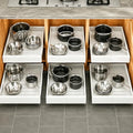 Pull out Cabinet Organizer, 6-pack, Expandable(12"-20") Heavy Duty Slide out Drawers Fixed with Adhesive Nano Film for Pots, Roll out Shelf Storage for Kitchen Base Cabinet Organization(3 Rails)