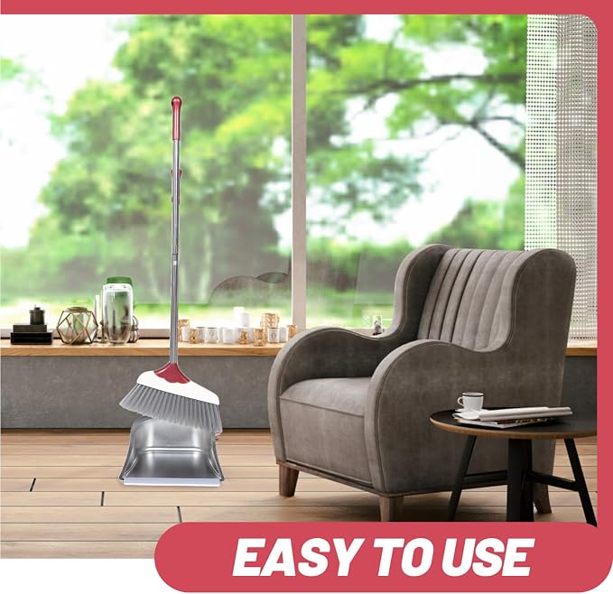 Healifty 1set Broom and Dustpan Handle for Easy Cleaning Home Office and Kitchen Soft Bristles for Efficient Dust Collection and Versatile Use