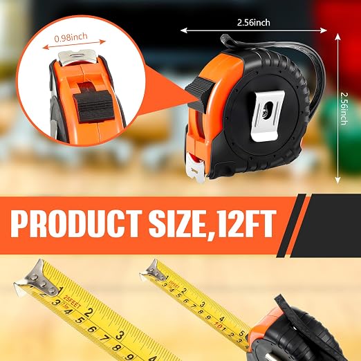 Copkim 50 Pieces Tape Measure Retractable and Easy Read with Fractions Marked Easy Read Basics Self Locking Measuring Tape Bulk for Engineer Contractors(12 Ft,Orange)