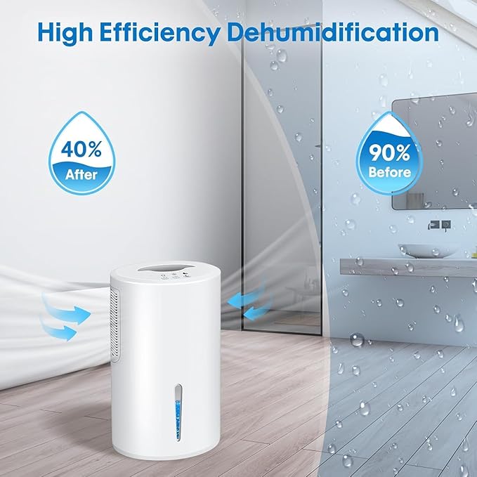 Small Dehumidifier for Bedroom up to 1000 Sq.Ft, 68 OZ Water Tank Dehumidifier for Home with Auto Shut-Off, Mini Dehumidifier with 7 Color LED Lights for Bathroom, Basement, Closet, Garage, RV