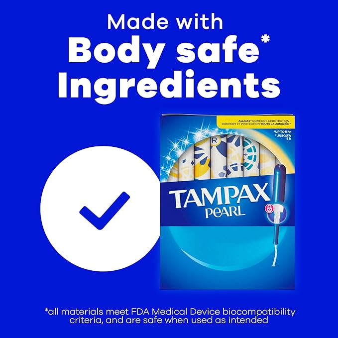 Tampax Pearl Tampons for Women Multipack, with LeakGuard Braid, Light/Regular/Super Absorbency, Unscented, 47 Count