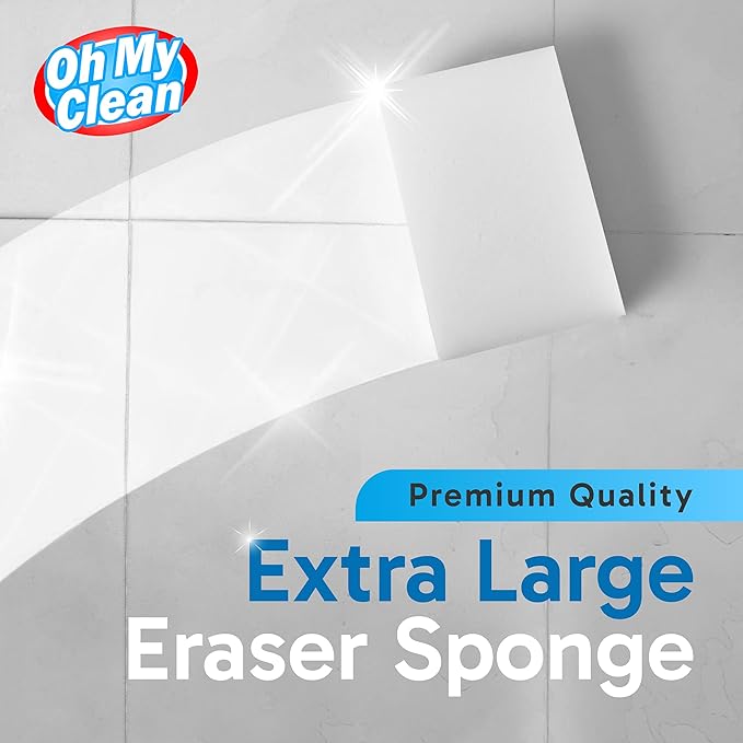 (100 Pack) Extra Large Eraser Sponge – Extra Thick, Long Lasting Magic Melamine Cleaning Sponges in Bulk – White Foam Pads for Walls, Kitchen, Bathroom, Floor & Baseboard Cleaner