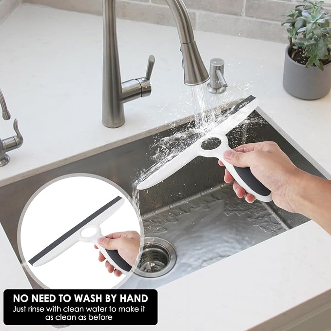 10 Pack Shower Squeegee for Glass Doors/Walls Bulk,10" Squeegee with Adhesive Hook,All-Purpose Bathroom Cleaner Tool Household Shower Squeegee for Shower Doors, Bathroom,Mirror, Window and Car Glass