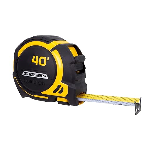 Komelon 40-Ft Contractor TS Wide Blade Tape Measure with Backside Printing, Manual Lock, Long Standout (93440)