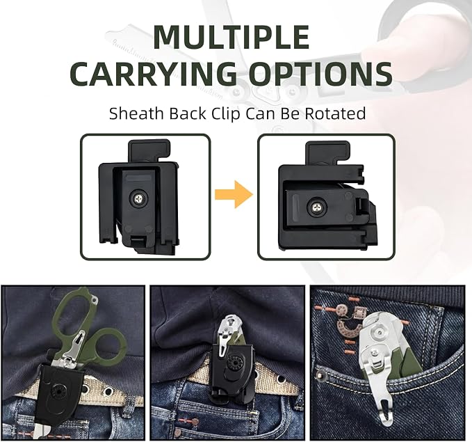 Heavy Duty 6 in 1 Multifunctional Trauma Shears Foldable | Stainless Steel emergency response scissors | Survival Shears with Holster | Medical Trauma shears Tactical With Strap Cutter | Green