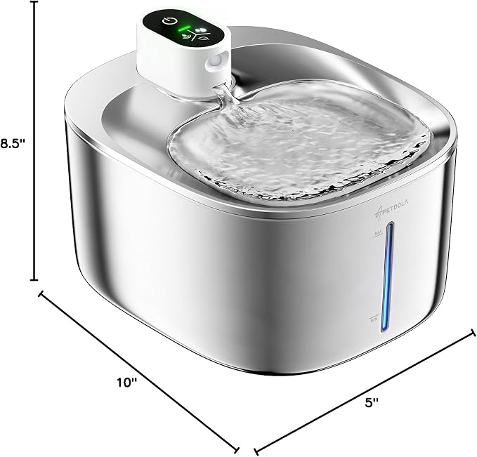 Wireless Cat Water Fountain Stainless Steel,135floz/4L Battery Operated Automatic Pet Fountain,Cordless Cat Water Dispenser Pet Drinking Water Fountain for Multicat Cats Dog Outdoor
