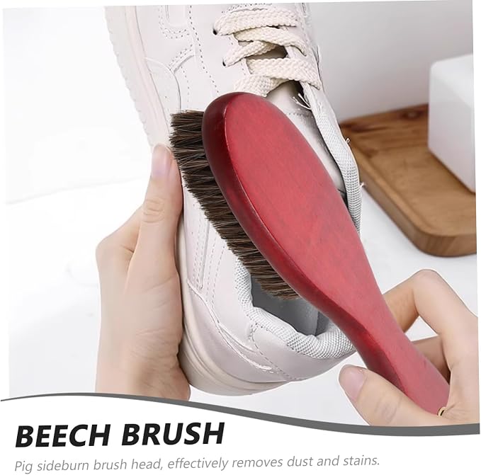 NOLITOY Shoe Cleaner Brush Handle Horsehair Cleaning Tool for Shoes Boots and Handbags Dust Removal and Polishing Brush