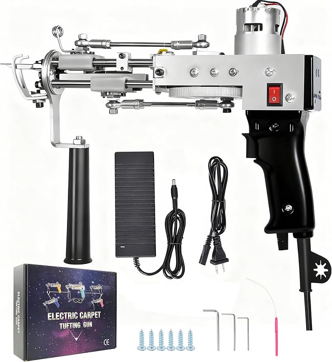 Vehipa Tufting Gun 2 in 1 Loop Pile Cut Pile Rug Gun Machine Starter Kit for Tufting Lover