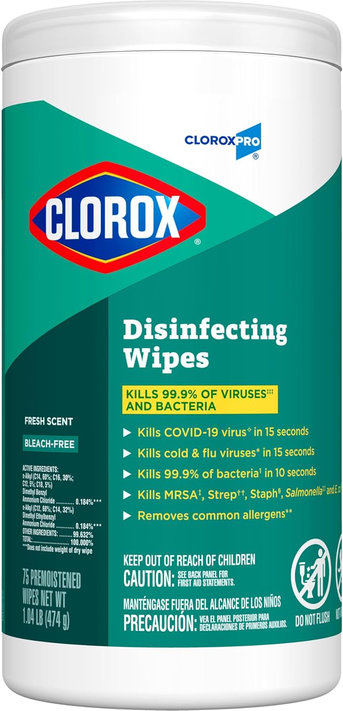 CloroxPro Clorox Disinfecting Wipes, Fresh Scent, 75 Count (Package May Vary)