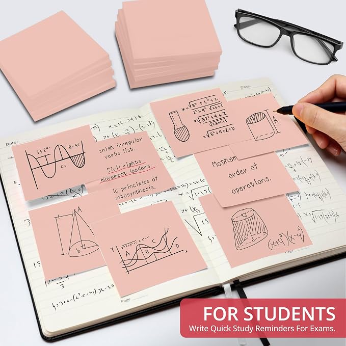 Sticky Notes, 36 Pads, 3x3 Inches Self-Stick Note Pads, Perfect for Office, Study, and Daily Life Organization - Pink