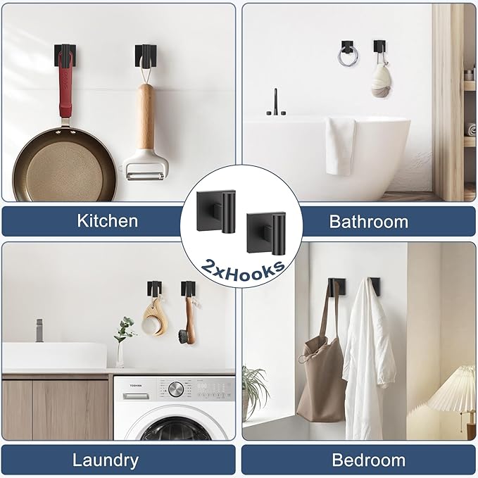 TURS 5-Pieces Matte Black Bathroom Hardware Set 23.6 Inch SUS304 Stainless Steel Towel Bar Set Wall Mounted Bathroom Accessories Set