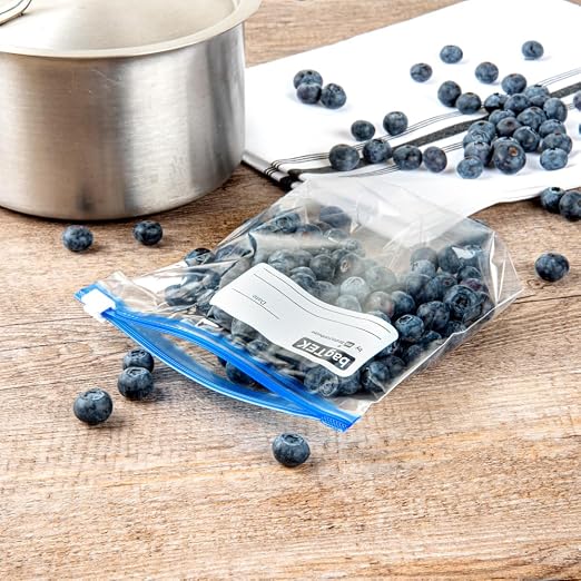 Restaurantware-Bag Tek 1 Pint Freezer Slider Bags, 1000 Disposable Zipper Pouch Bags - Slide Zipper, Expandable Bottom, Clear Plastic Freezer Bag, With Write-On-Label, For Food Storage