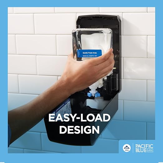 Georgia-Pacific (53590) Pacific Blue Ultra Automated Soap Dispenser, Black, Wall Mounted, Easy To Install & Maintain, Batteries Included