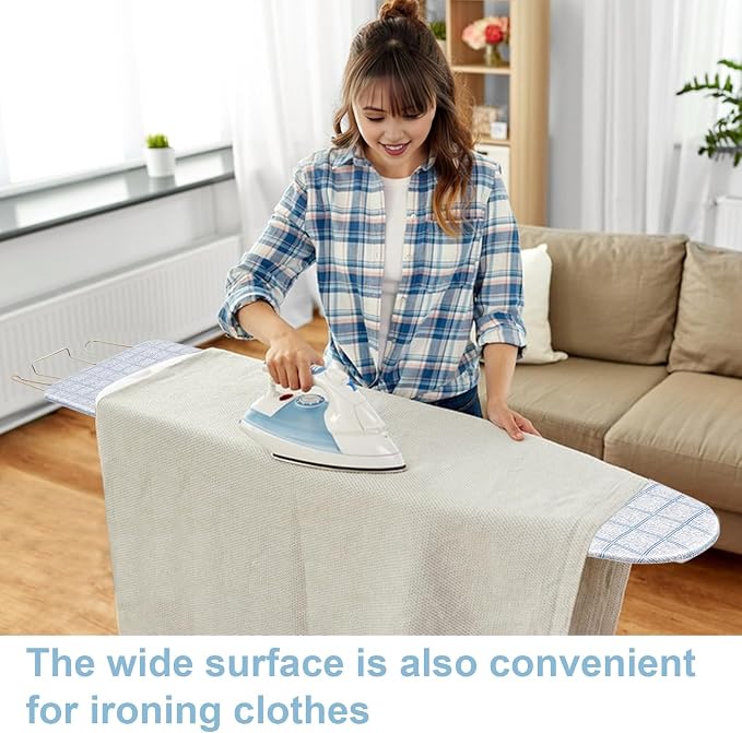 Folding Ironing Board, Extra-Wide Adjustable Height Iron Board with Folding Legs, Exquisite Pattern,Smooth Edge,Good Load-Bearing, Non-Slip Iron Board for Home Bathroom (42.13" Grey)