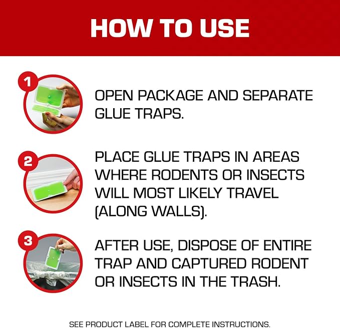 Tomcat Super Hold Glue Traps Mouse Size for Mice,Cockroaches,Spiders,and Scorpions,Ready-to-Use,4 Traps,(Pack of 12)