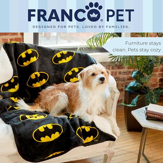 Batman DC Comics Waterproof Dog Bed Cover, Large 40x50 Pet Blanket for Furniture Bed Couch Sofa, (Officially Licensed) by Franco