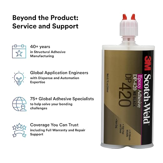 3M Scotch-Weld Epoxy Adhesive DP420, Black, Two-Part Epoxy Structural Adhesive, High Impact, Fatigue Resistant, Maintains Bond Strength, 200 mL (6.76 fl oz) Duo-Pak