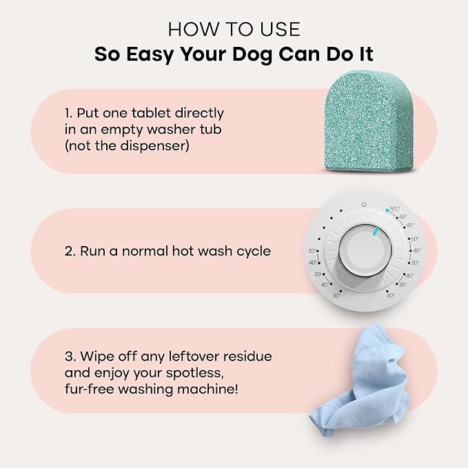Uproot Clean Washing Machine Cleaner Tablets Ultra & Dryer Sheets Pet Hair Reduction Set: Anti-Static Pet Hair Remover for Laundry & 40% Stronger Washer Machine Cleaning Tablets - Perfect Laundry Set