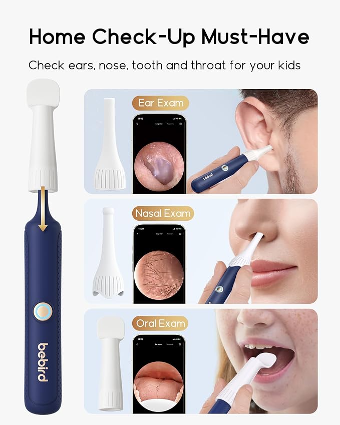 Bebird Earsight Plus R37R Ear Wax Removal Tool Camera, FSA HSA Eligible Items, Smart Ear Cleaner with Painless Visual Tweezers, Flexible Ear Camera Otoscope, Home ENT Cleaning Kit for Family,Blue