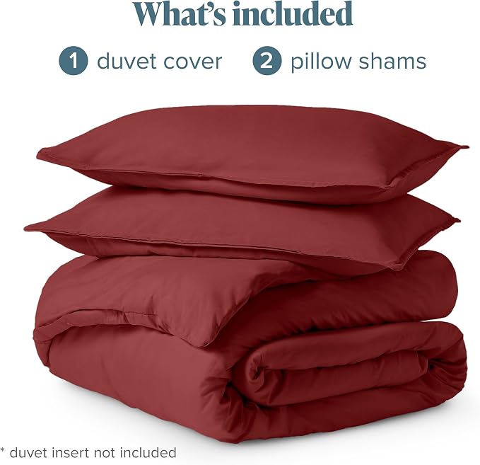 Bare Home Bedding Duvet Cover Queen Size - Premium 1800 Super Soft Collection - Lightweight, Cooling - Soft Breathable Bedding Duvet Cover (Queen, Rosewood)