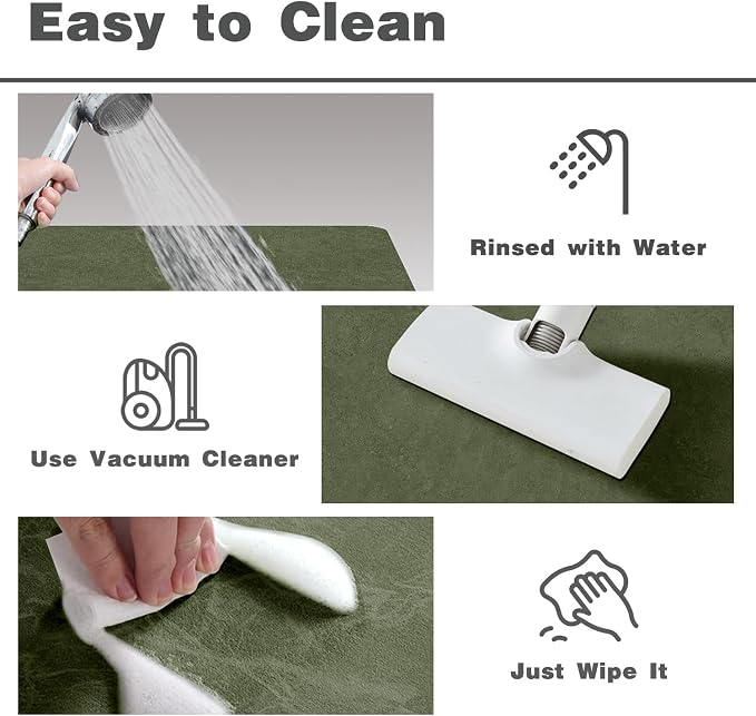 TYUU Bathroom Mat Quick Dry, Bathroom Rugs Non Slip Washable Thin Absorbent Bath Mat Fits Under Door Bathroom Floor Mat Perfect for Bath, Shower, or Sink 24"x36" Sage Green