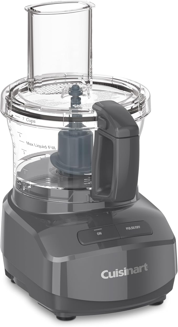 Cuisinart 7-Cup Sleek and Modern Design Food Processor with Two Easy Controls and Universal Blade for Chopping, Mixing, and Dough (Gray) | 7-Cup Bowl, On and Pulse Controls, Universal Chopping and Mixing and Dough Blade