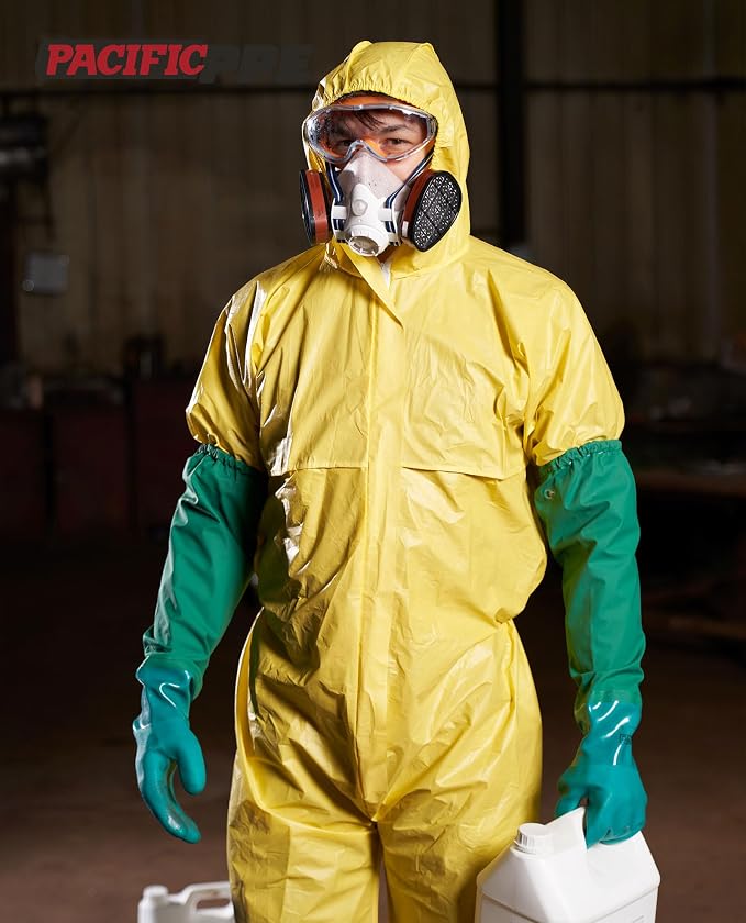PACIFIC PPE 3 Pairs 26" Rubber Gloves - Chemical Resistant, Extra-long Heavy Duty Waterproof Gloves with Cotton Liner, Anti-skid, Acid-alkali, X Large
