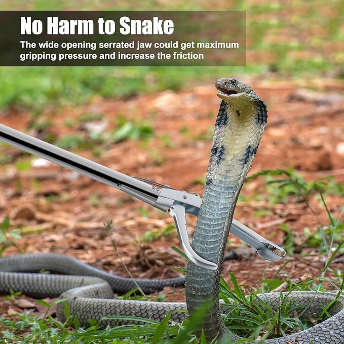 47" Extra Heavy Duty Snake Tongs Reptile Grabber Catcher | Wide Jaw Handling Tool for Outdoor, Garden, and Emergency Use