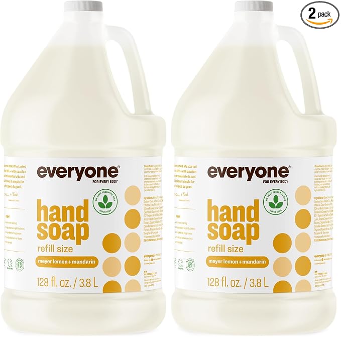 Everyone Liquid Hand Soap Refill,1 Gallon,Meyer Lemon and Mandarin,made with Essential Oils for kitchen and bathroom,(Pack of 2)