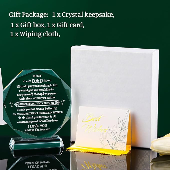 Movdyka Gifts for Dad Christmas Birthday from Daughter Son - Crystal Keepsakes Best Dads Ever Gift to My Father on Valentine Fathers Thanksgiving Day
